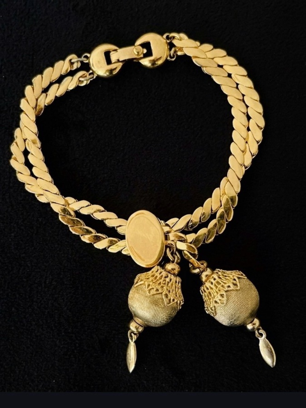 #210 MONET Vintage “Bolero” Gold-tone Book Piece Slide Bracelet